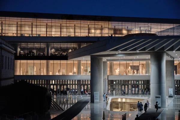ATHENS, GREECE - JUNE 2019 - National Archaeological New Acropolis Museum - view by night. — Stock Photo, Image