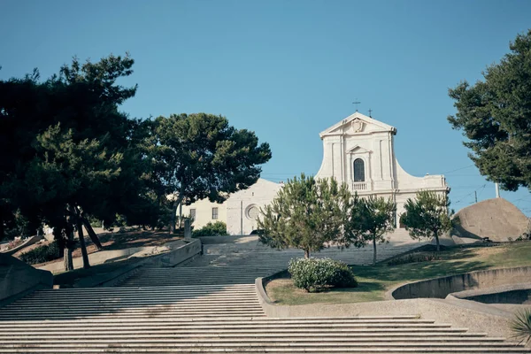 church or cathedral of Bonaria in a sunny day in the city of Cagliari - Sardinia .