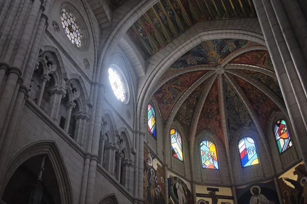 Madrid, Spain - Sept 2019 interior view of the Cathedral of Santa Maria la Real de la Almudena. — стокове фото