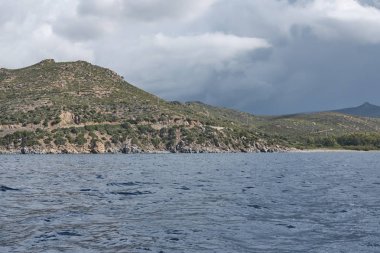 Cagliari 'nin (Sala Regina - Kraliçe Körfezi) paltosunun deniz manzarası sakin