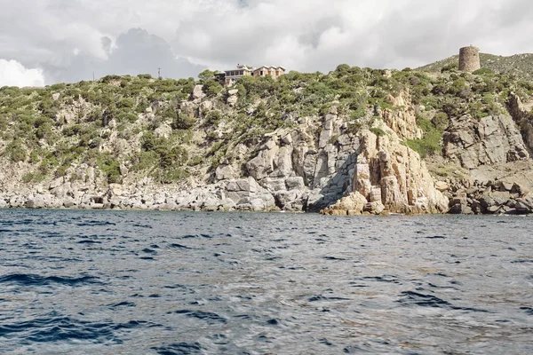 Calm view of seascape panorama view of the coat shoreline of Cagliari (Sala Regina - Queen Bay ) - SARDINIA — Stock Photo, Image