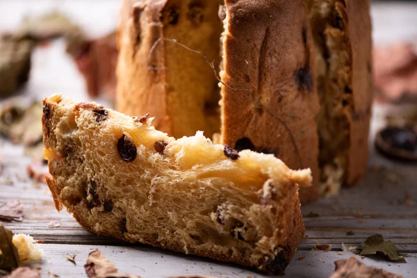 Panettone Natale Tradizionale Italiano Tavola Legno — Foto Stock