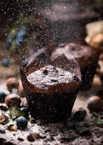 Home Made Muffins Wooden Table — Stock Photo, Image