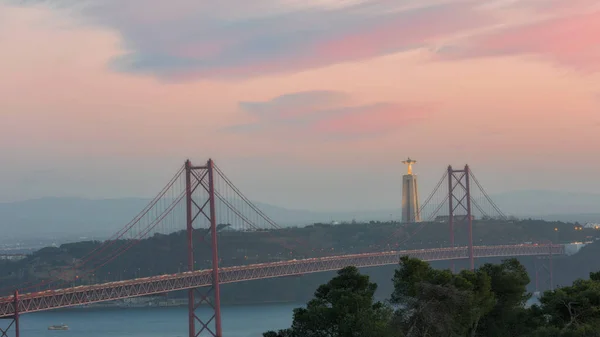 Paesaggio Sul Ponte Aprile Lisbona Portogallo — Foto Stock