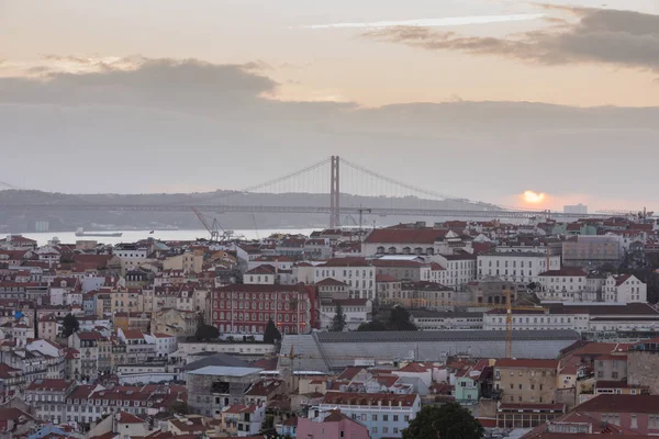 Vista Aérea Lisboa Del Centro Ciudad Luz Del Día — Foto de Stock