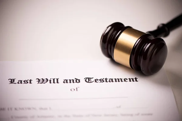 Last will and testament form with gavel