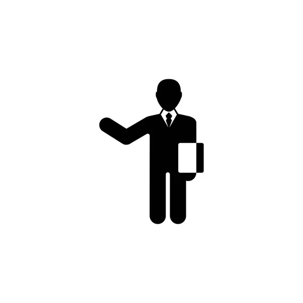 Biznesmen, przytrzymując ikonę folderu płaskiego wektor — Wektor stockowy
