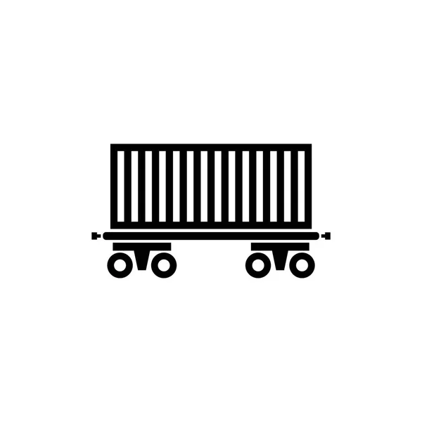 Cargo Wagon, järnväg bil platt vektor symbol — Stock vektor