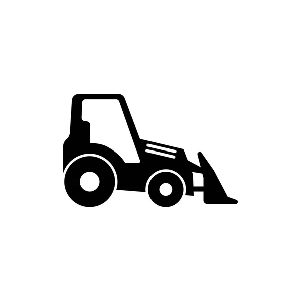 Tractor with Bucket, Bulldozer Flat Vector Icon — Stock Vector