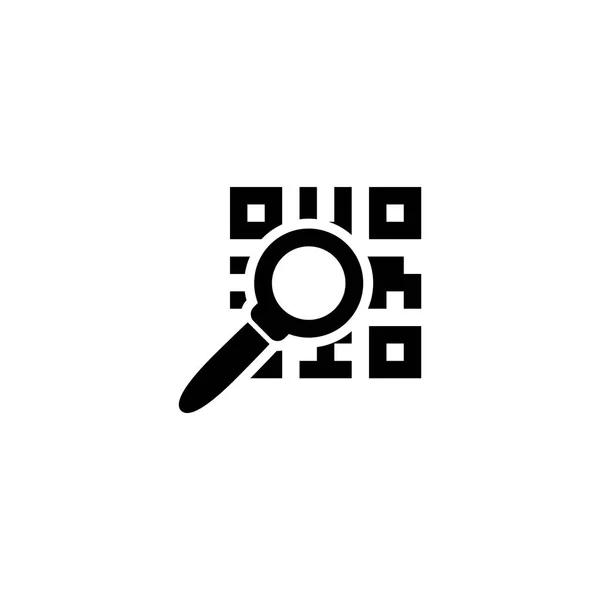 QR-kód és a nagyítóüveg, Keresés lakás Vector Icon — Stock Vector