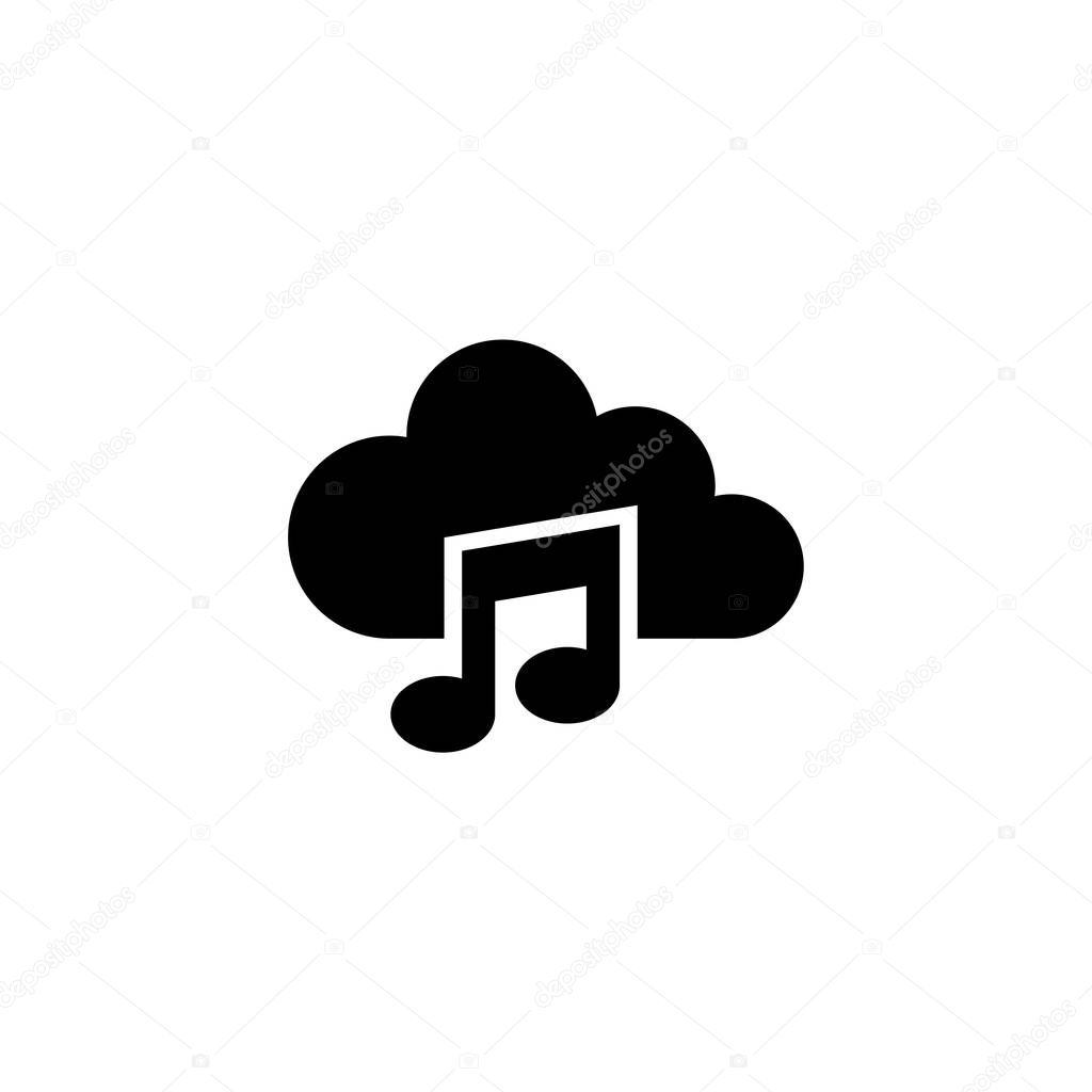 Cloud Music Note Flat Vector Icon