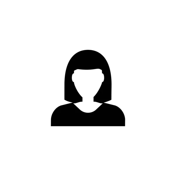 Mujer Avatar, usuario femenino icono de vector plano — Vector de stock