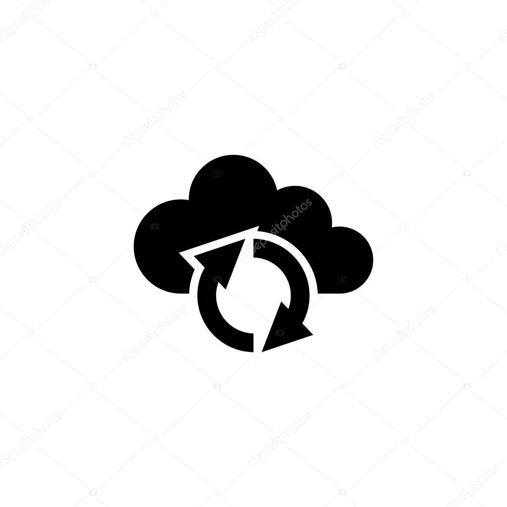 Cloud Reload Sync Refresh. Flat Vector Icon illustration. Simple black symbol on white background. Cloud Reload Sync Refresh sign design template for web and mobile UI element