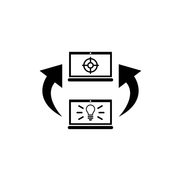 Hedefe, iş dizüstü düz vektör simge için fikir yol — Stok Vektör