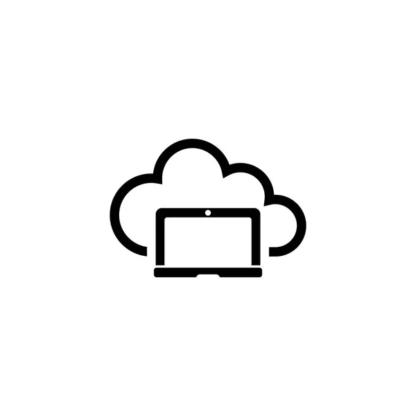 Notebook Laptop Cloud-Speicher hochladen, Backup überall flache Vektorsymbol — Stockvektor