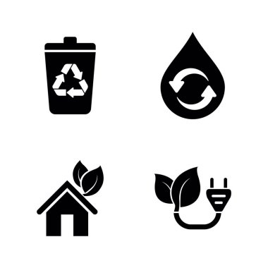 Ekoloji, çevre. Basit ilgili vektör simgeler
