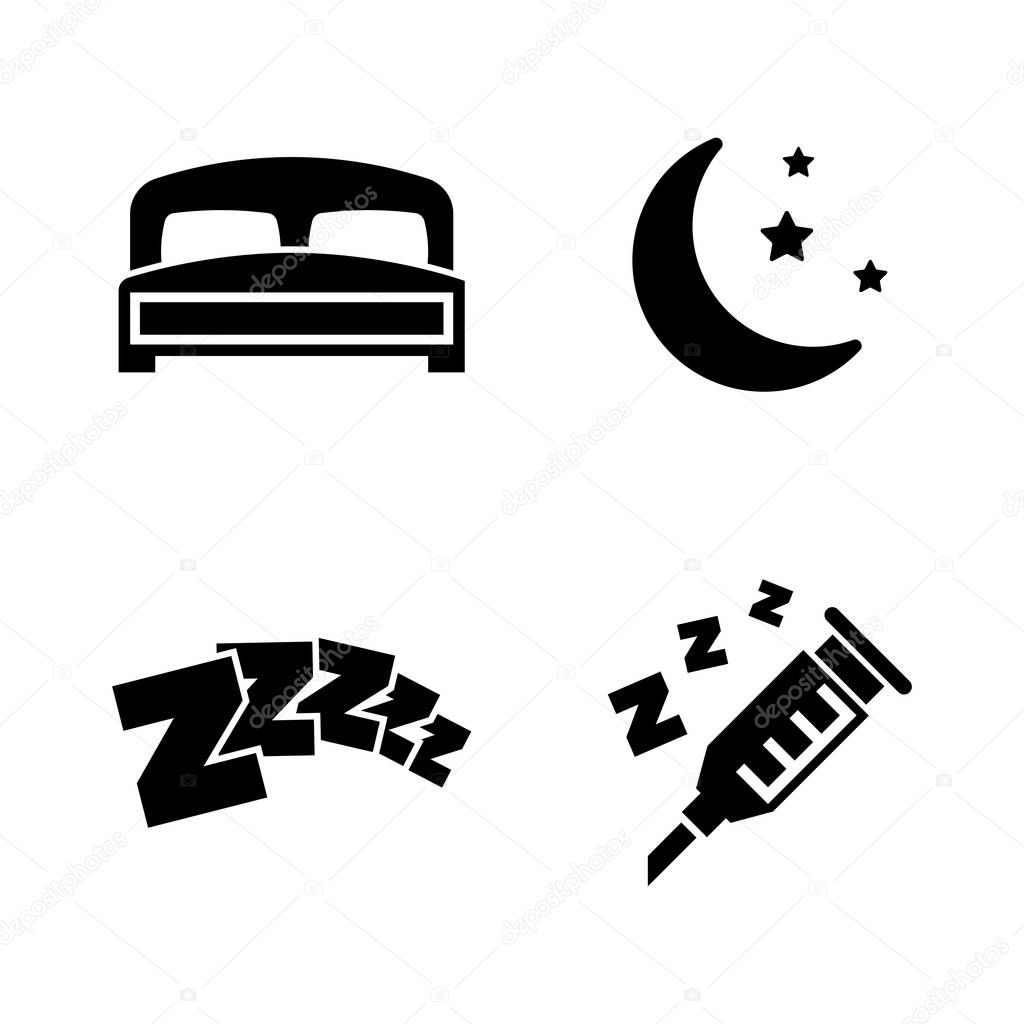 Sleeping. Simple Related Vector Icons Set for Video, Mobile Apps, Web Sites, Print Projects and Your Design. Sleeping icon Black Flat Illustration on White Background.
