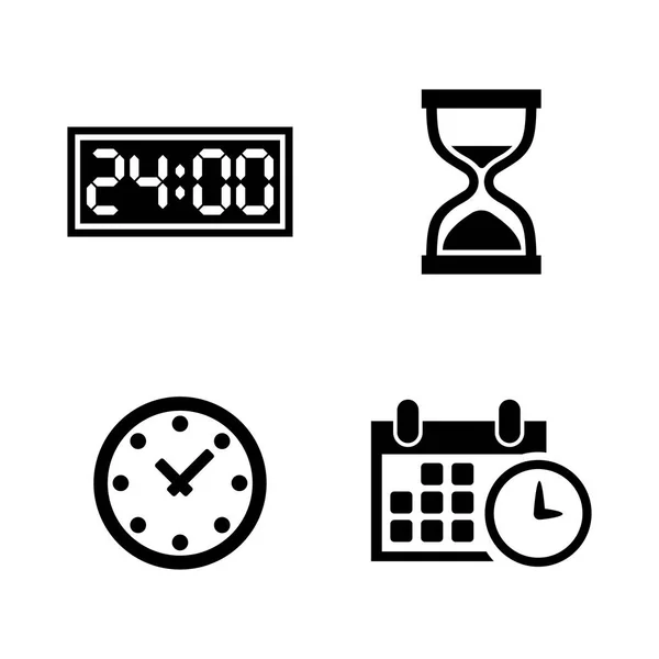 Hora, Reloj, Reloj, Temporizador. Iconos de vectores relacionados simples — Vector de stock