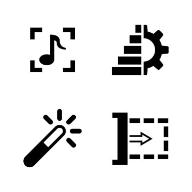 Video, fotoğraf, müzik düzenleme. Basit ilgili vektör simgeler