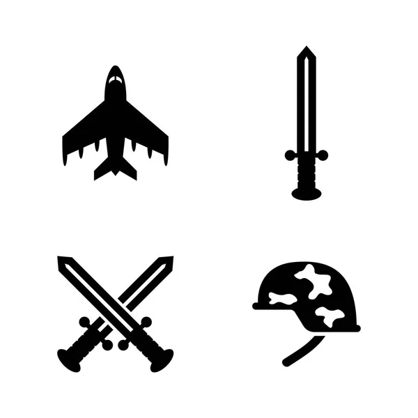 Armes militaires. Icônes vectorielles connexes simples — Image vectorielle
