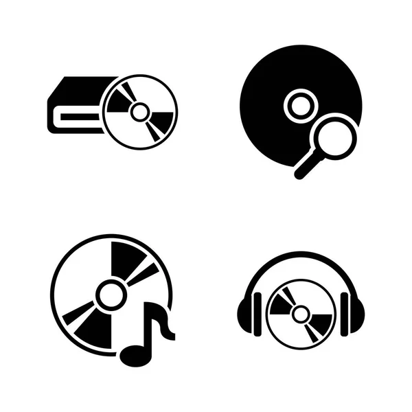 Disco compacto musical. Iconos de vectores relacionados simples — Vector de stock