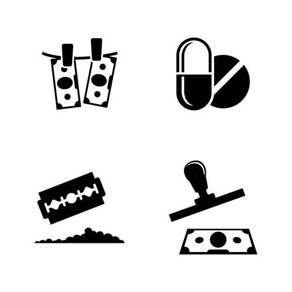 Criminal Business, Drug Trafficking. Simple Related Vector Icons — Stock Vector