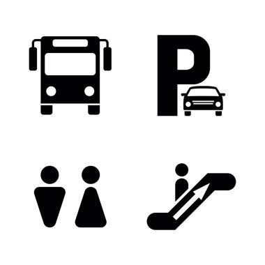 Otobüs İstasyonu. Basit ilgili vektör simgeler