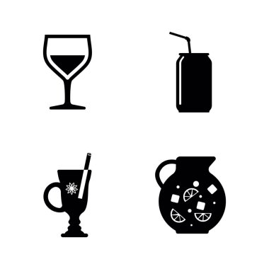 Soğutma nemlendirici içecekler. Basit ilgili vektör simgeler