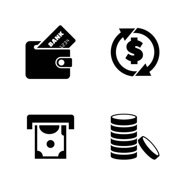 Geld Münzen Und Dollar Einfache Verwandte Vektorsymbole Für Video Mobile — Stockvektor