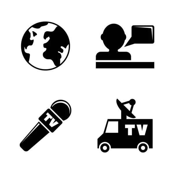 News Simple Related Vector Icons Set Video Mobile Apps Web — Stock Vector