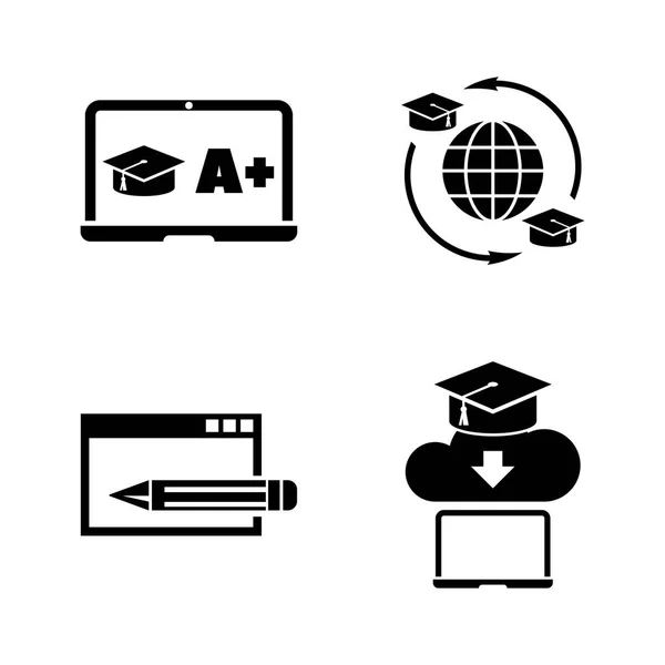 Educación Línea Simple Conjunto Iconos Vectoriales Relacionados Para Vídeo Aplicaciones — Vector de stock