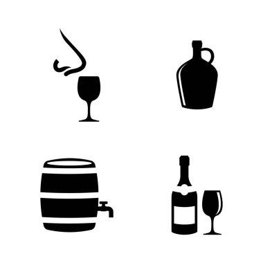 Yapmadan Sommelier şarap. Basit ilgili Vector Icons Set Video, mobil uygulamalar, Web siteleri, yazdırma projeleri ve tasarım. Şarap yapımı, Sommelier simgesi beyaz arka plan üzerinde siyah düz illüstrasyon.