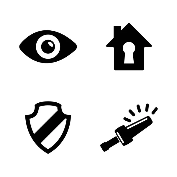 Innere Sicherheit Schützen Einfache Verwandte Vektorsymbole Für Video Mobile Apps — Stockvektor