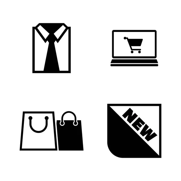 Shopping Kleding Kopen Eenvoudige Verwante Vector Icons Set Voor Video — Stockvector