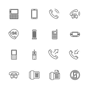 Telefonları - düz vektör hat simgeler