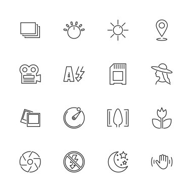 Fotoğraf modu - düz vektör hat simgeler