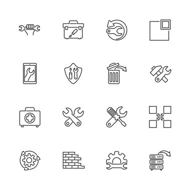 Kurtarma onarım - düz vektör hat simgeler