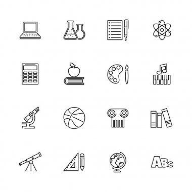 Okul Konu, Öğrenme - Düz Vektör çizgi Simgeleri