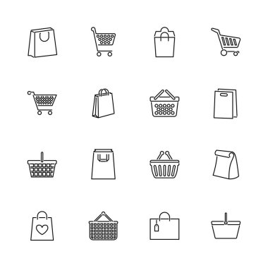 Çanta - düz vektör simgeler alışveriş