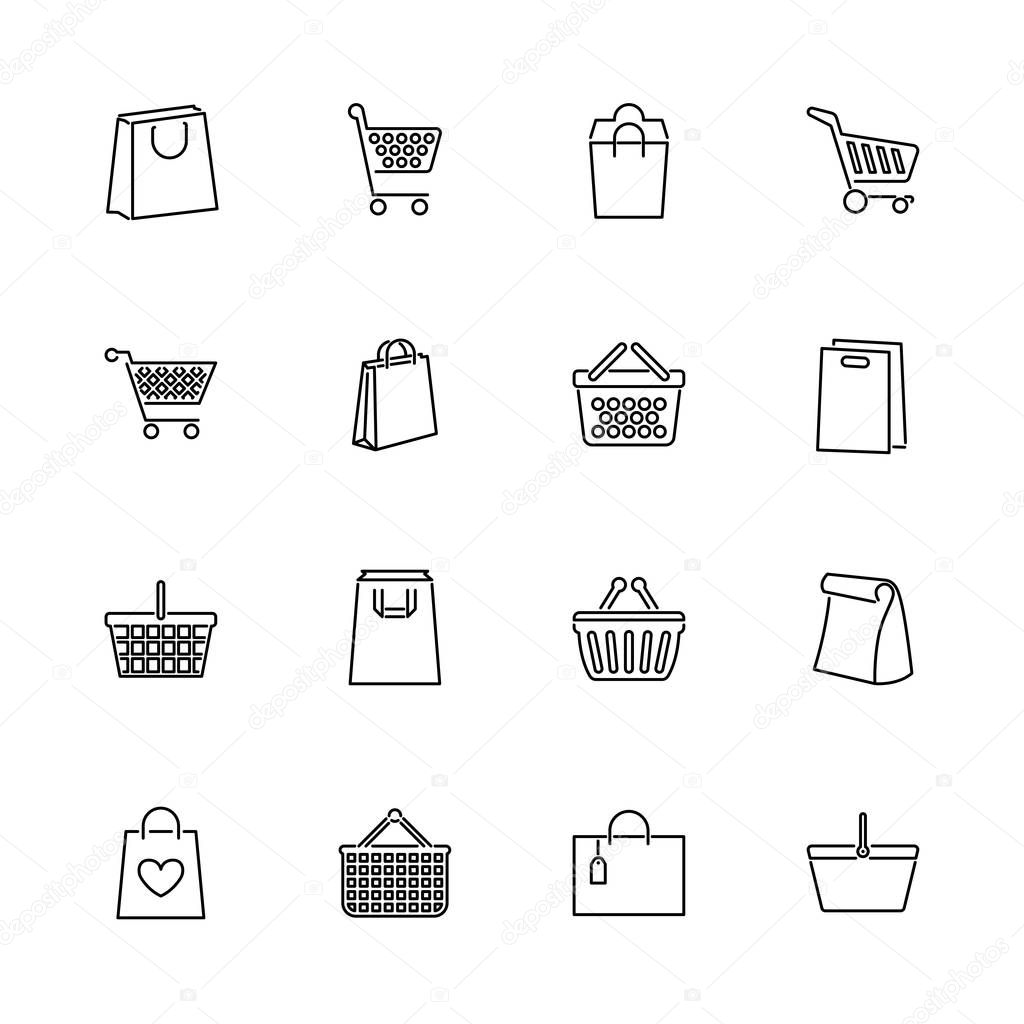 Shopping Bags - Flat Vector Icons