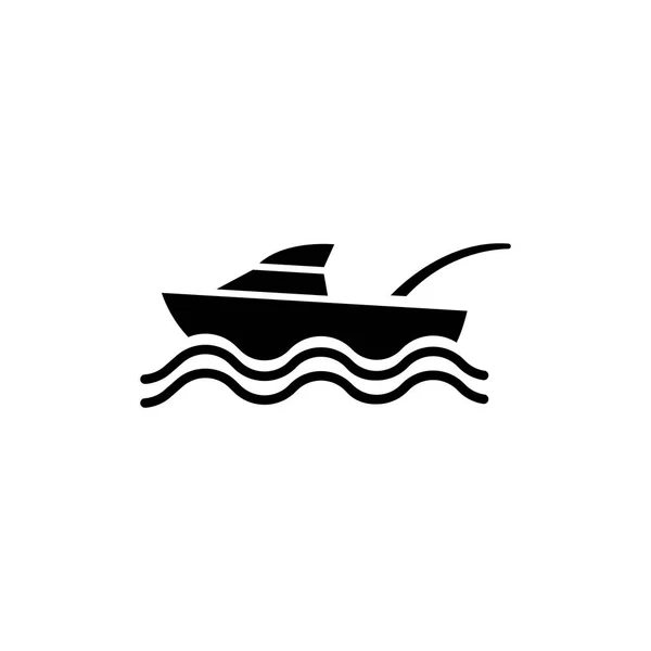 Sport Fishing Yacht, Vacation, Recreation Flat Vector Icon — Stock Vector