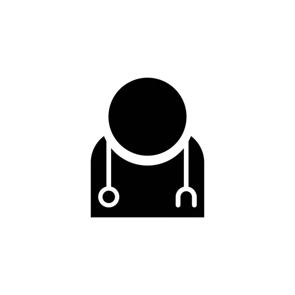 Medische arts, arts met stethoscoop plat vector icoon — Stockvector
