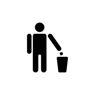 Tidy Man Çöp Düz Vektör Simgesi Atma