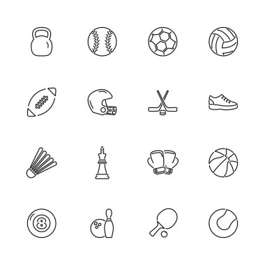 Spor ekipmanları - düz vektör simgeler