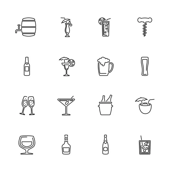 Alcoholische - platte Vector Icons — Stockvector