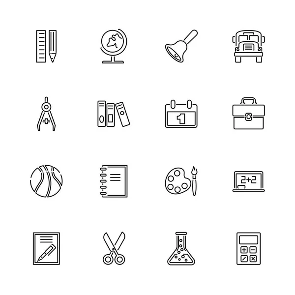 Volver a la escuela - Iconos de vectores planos — Vector de stock