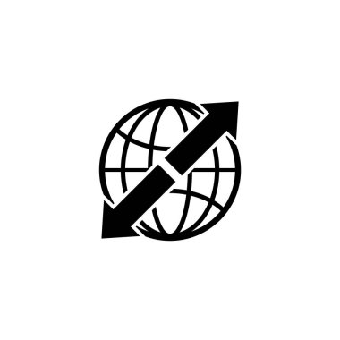 Dünya Çapında Nakliye, Dünya Teslimat Düz Vektör Simgesi