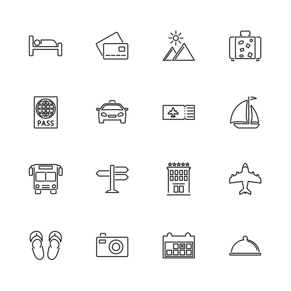 Viajes - Iconos de vectores planos — Vector de stock