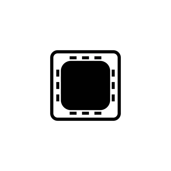 Cpu en la placa base, chip de hardware icono de vector plano — Vector de stock