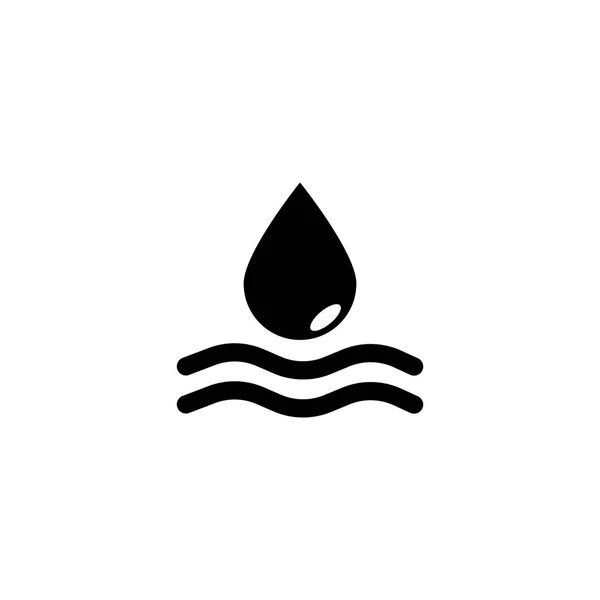 Gota de agua y olas, Gota de lluvia Icono Vector plano — Vector de stock